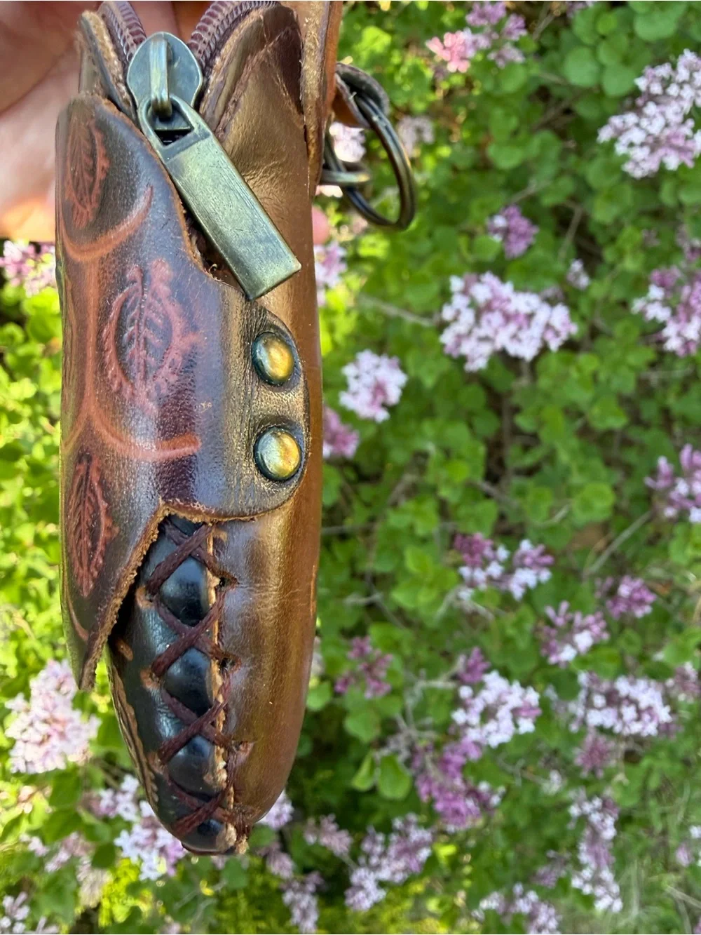 Hand Crafted owl wristlet